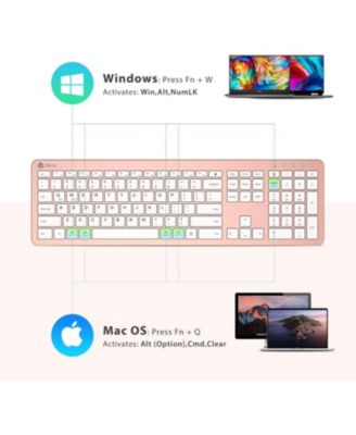 Wireless Keyboard and Mouse, GK08 White Keyboard Mouse Combo, Ergonomic, Quiet, Full Size Design with Number Pad