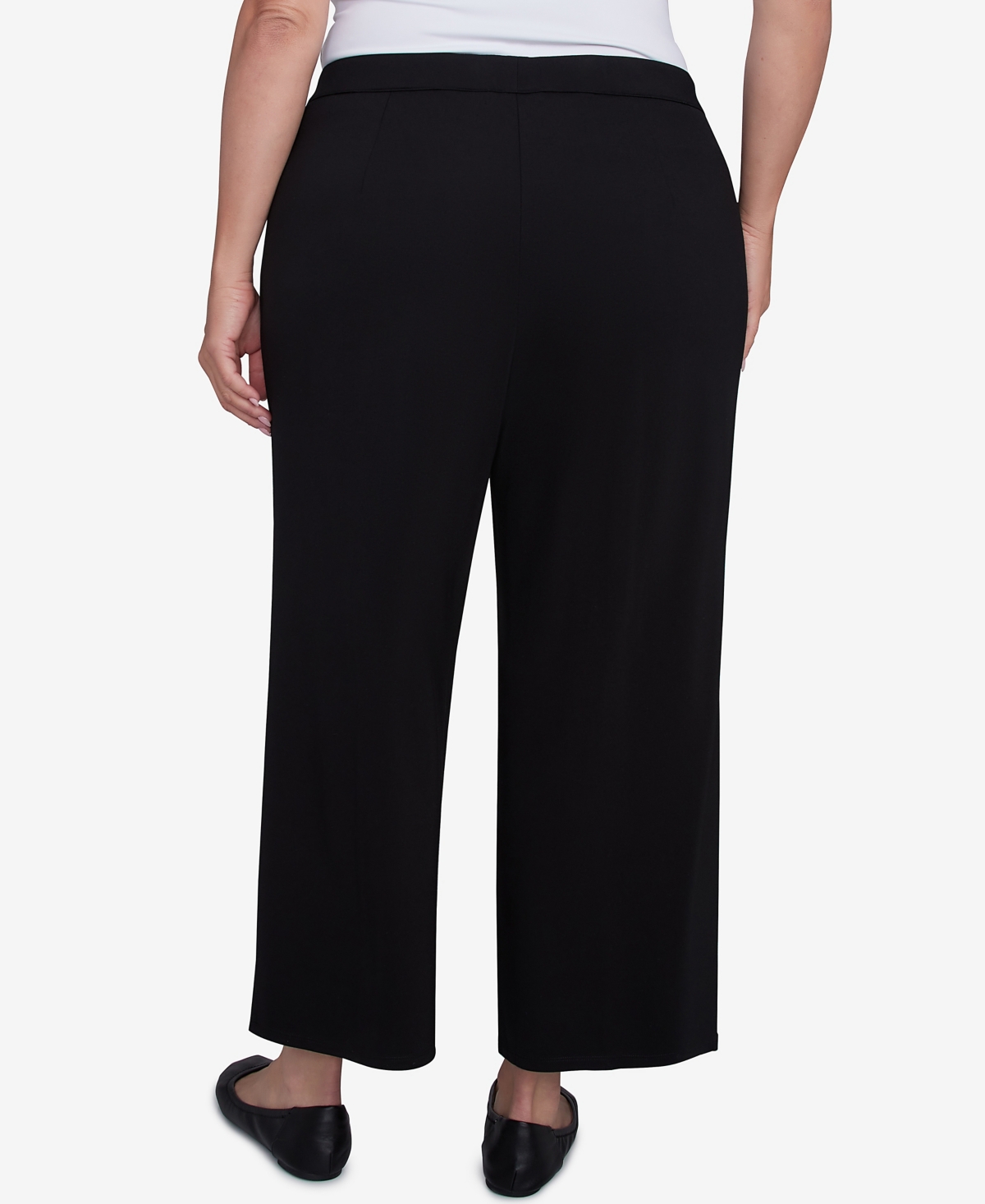 Alfred Dunner Plus Size Natural Instinct Flat Front Relaxed Pull On Ankle Pants In Black