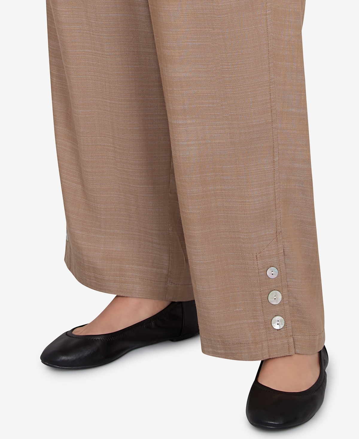 Alfred Dunner Plus Size Summer Solstice Relaxed Button Detail Pull On Ankle Pants