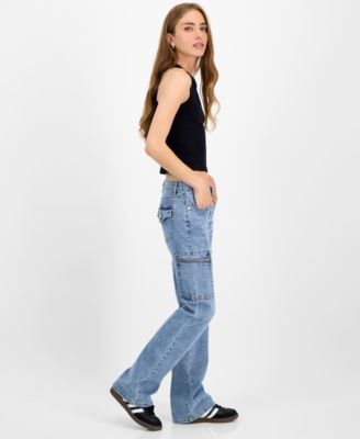 Juniors' Low Rise Cargo Bootcut Jeans