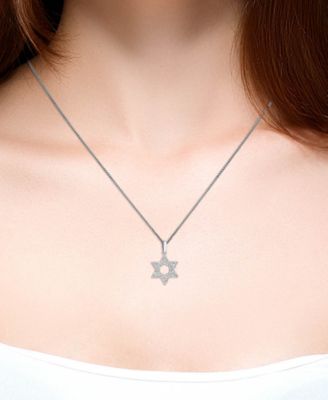 Diamond Star of David 18" Pendant Necklace (1/5 ct. t.w.) in 14k White Gold