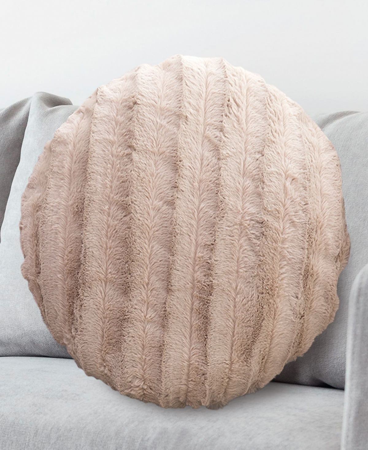 Cheer Collection Decorative Round Pillow Set, 18" X 18" In Neutral