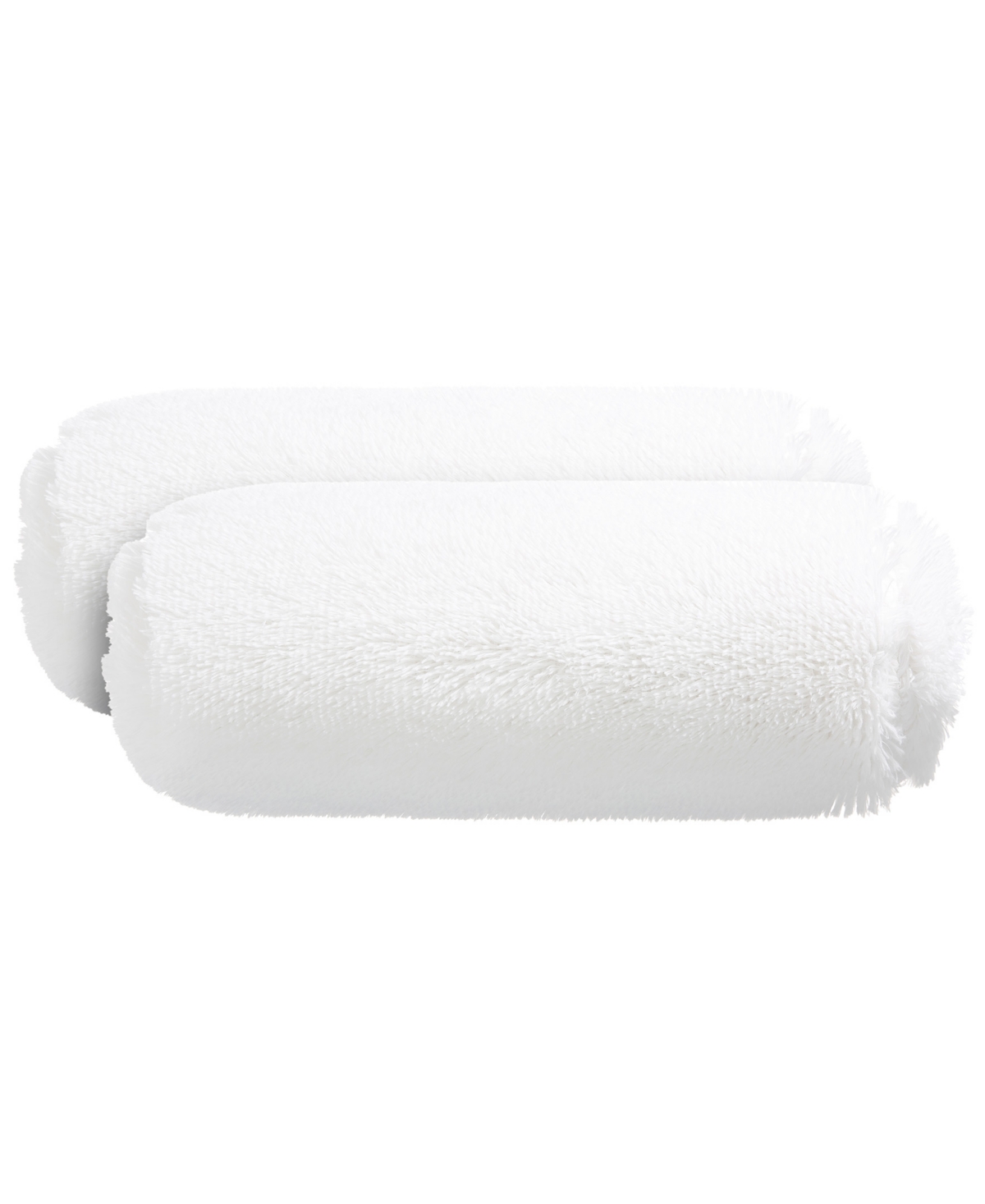 Cheer Collection Shaggy Bolster Decorative Pillow Set, 8" X 24" In White