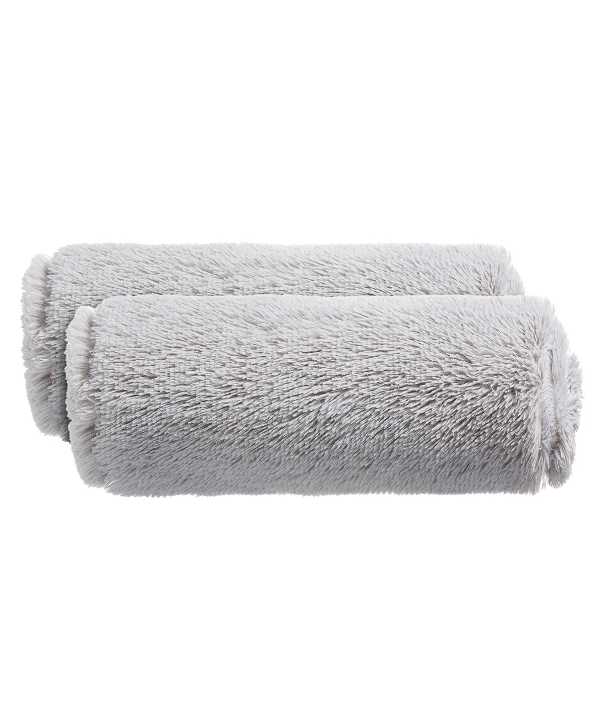 Cheer Collection Shaggy Bolster Decorative Pillow Set, 8" X 24" In Gray