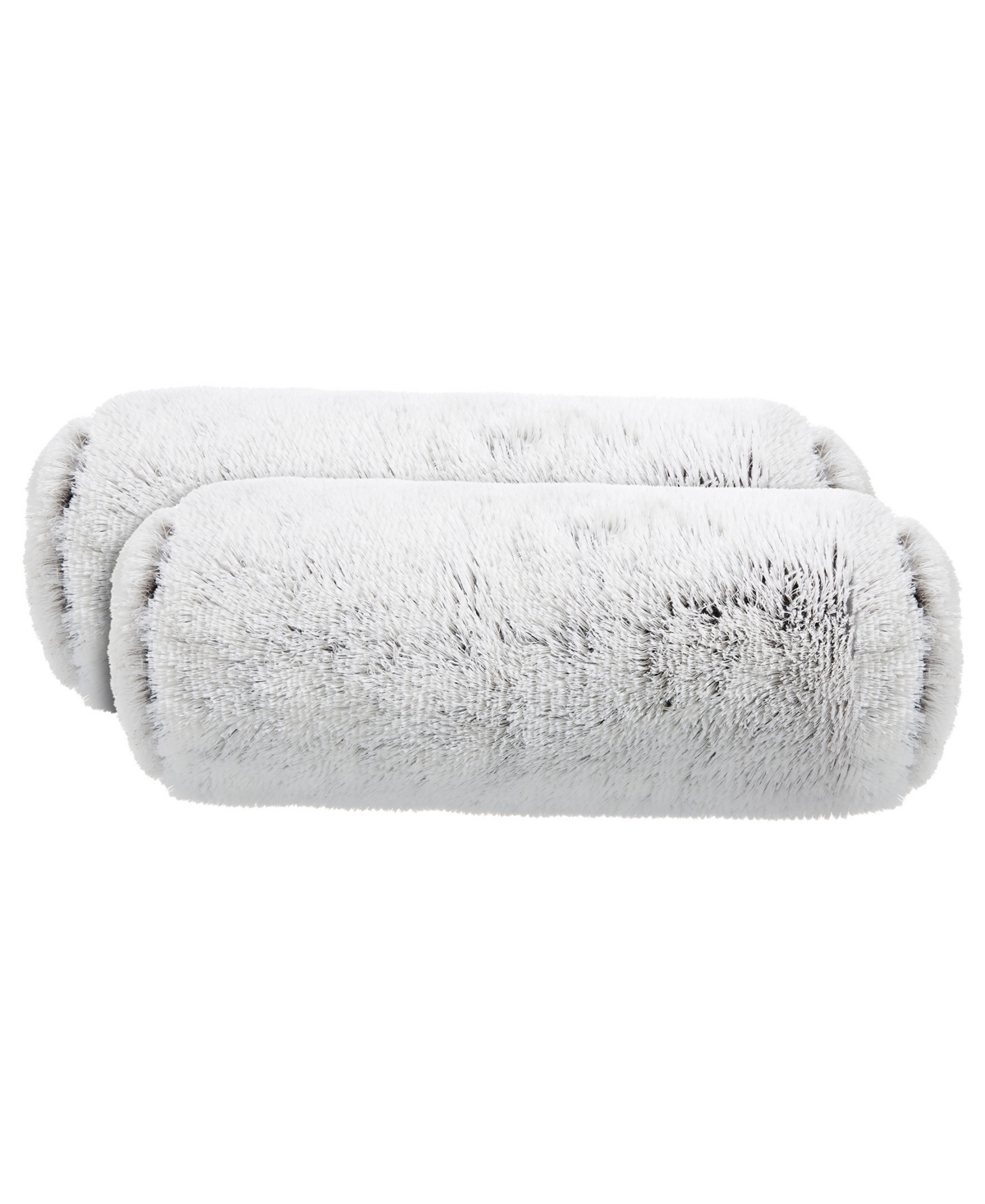 Cheer Collection Shaggy Bolster Decorative Pillow Set, 8" X 24" In Gray