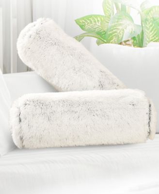 Shaggy Bolster Decorative Pillow Set, 8" x 24"