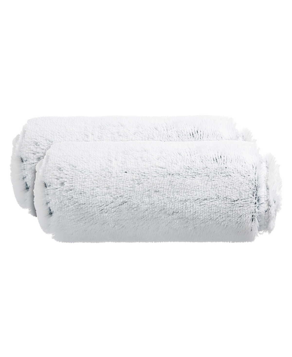 Cheer Collection Shaggy Bolster Decorative Pillow Set, 8" X 24" In White