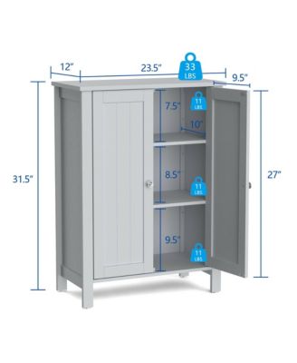 2-Door Bathroom Floor Storage Cabinet Space Saver Organizer