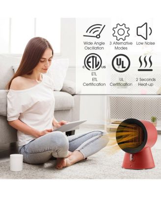1500W Portable PTC Ceramic Space Heater Mini Electric Desktop Heating Fan Red