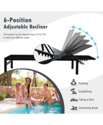 6-Position Chaise Lounge Chairs with Rustproof Aluminium Frame