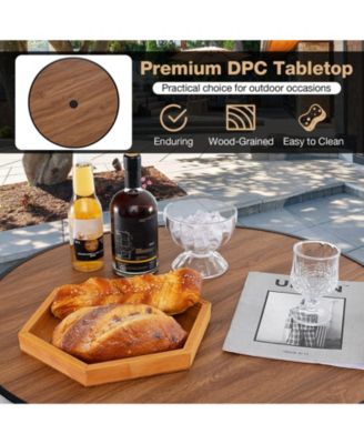 Outdoor Bar Table with Wood-Like Tabletop for Backyard Garden