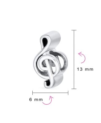 G Clef Musician Charm Bead in Sterling Silver for European Bracelets