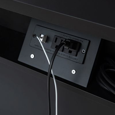 Dyals Traditional 27"Tall End Table Design Rattan Cabinet Doors with Built-in Power Outlet and Adjustable Shelf