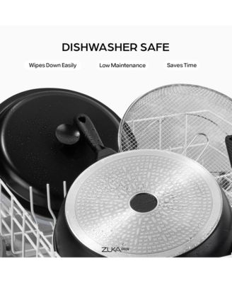 Zuka Everyday Pan 4.25 Qt. Ceramic 10 in 1 Nonstick Multi-Functional Saute Pan with Lid, Nylon Spoon, & Steamer Basket