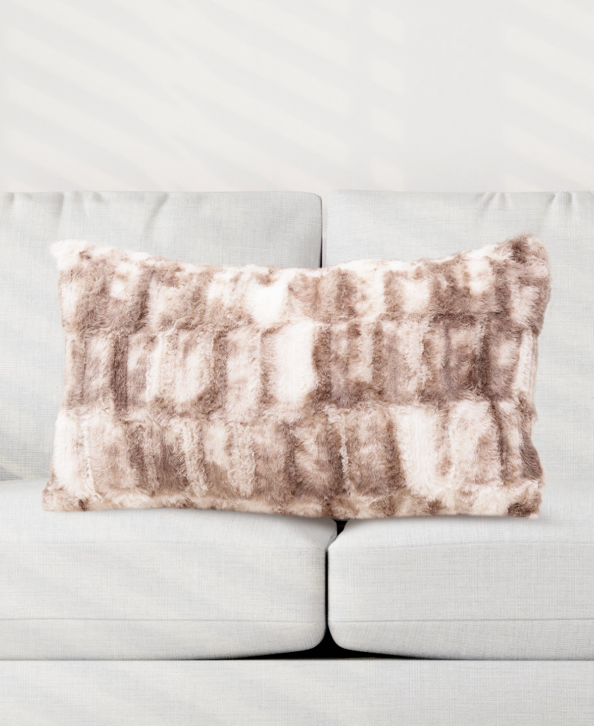 Cheer Collection Decorative Faux Fur Pillow Set, 12" X 20" In Neutral