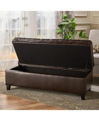 PU Leather Storage Bench Classic Tufted Ottoman Multifunctional Bedroom and Living Room Bench