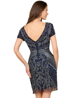 Women's Cap Sleeve Beaded Cocktail Dress