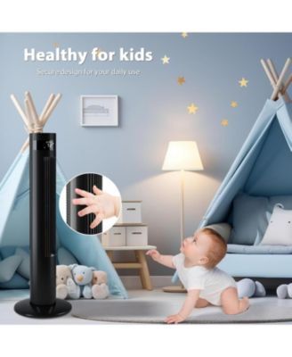 | Portable Oscillating Bladeless Fan | Electric Standing Fan with Remote, Quiet, 3 Speeds, Timer