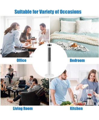 | Portable Oscillating Bladeless Fan | Electric Standing Fan with Remote, Quiet, 3 Speeds, Timer