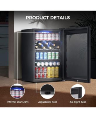 4.5 Cu.ft Beverage Cooler Compact Drink Fridge with Glass Door and Digital Temperature Control