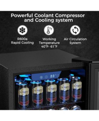 Beverage Fridge 48 Can Capacity, Digital Temp Control, LED Light, Reversible Door, 1.3 Cu.Ft, for Home, Office, Bar