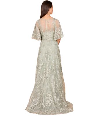 Women's V-neck, Cape Sleeve Gown