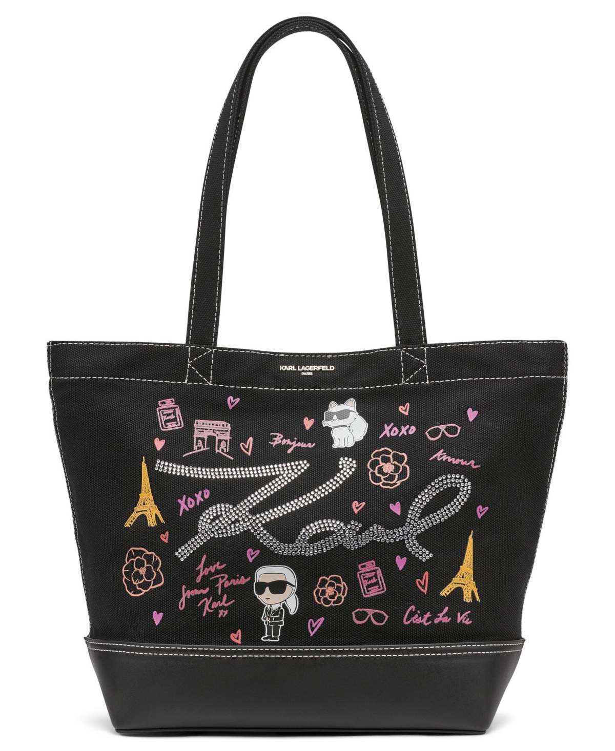 Karl Lagerfeld Cannes Mini Tote Bag In Black Multi
