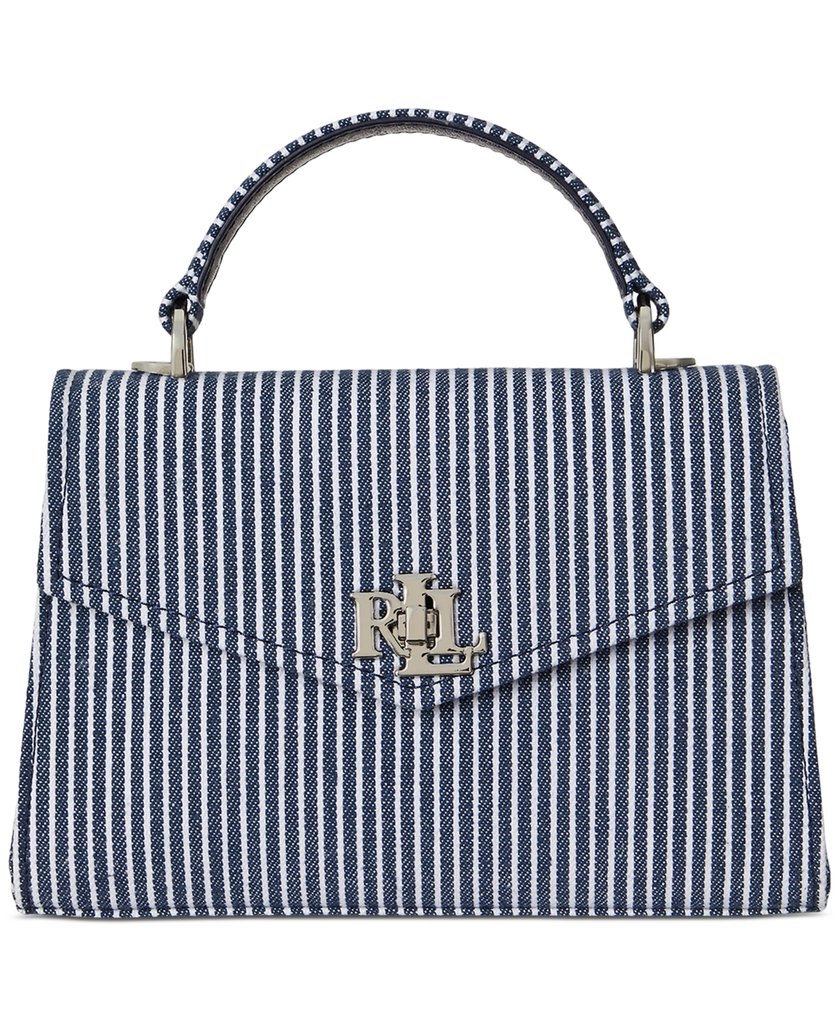 Ralph Lauren Striped Canvas Small Farrah Satchel