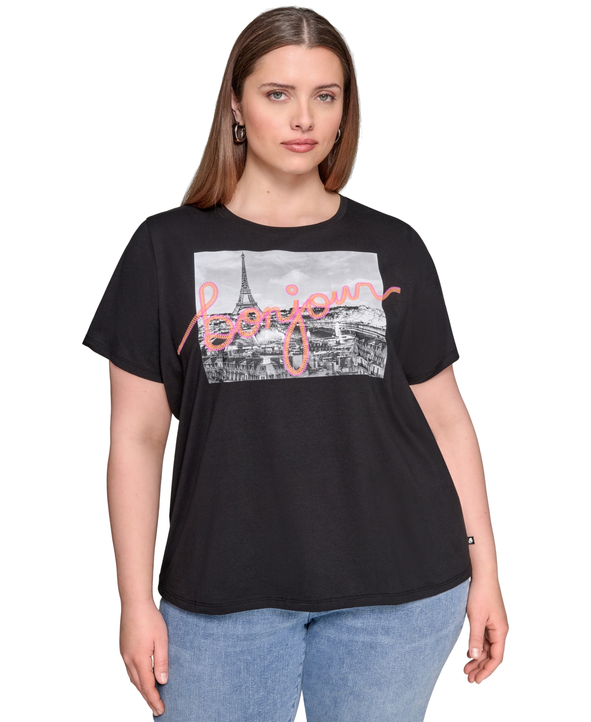Karl Lagerfeld Plus Size Paris Bonjour Tee