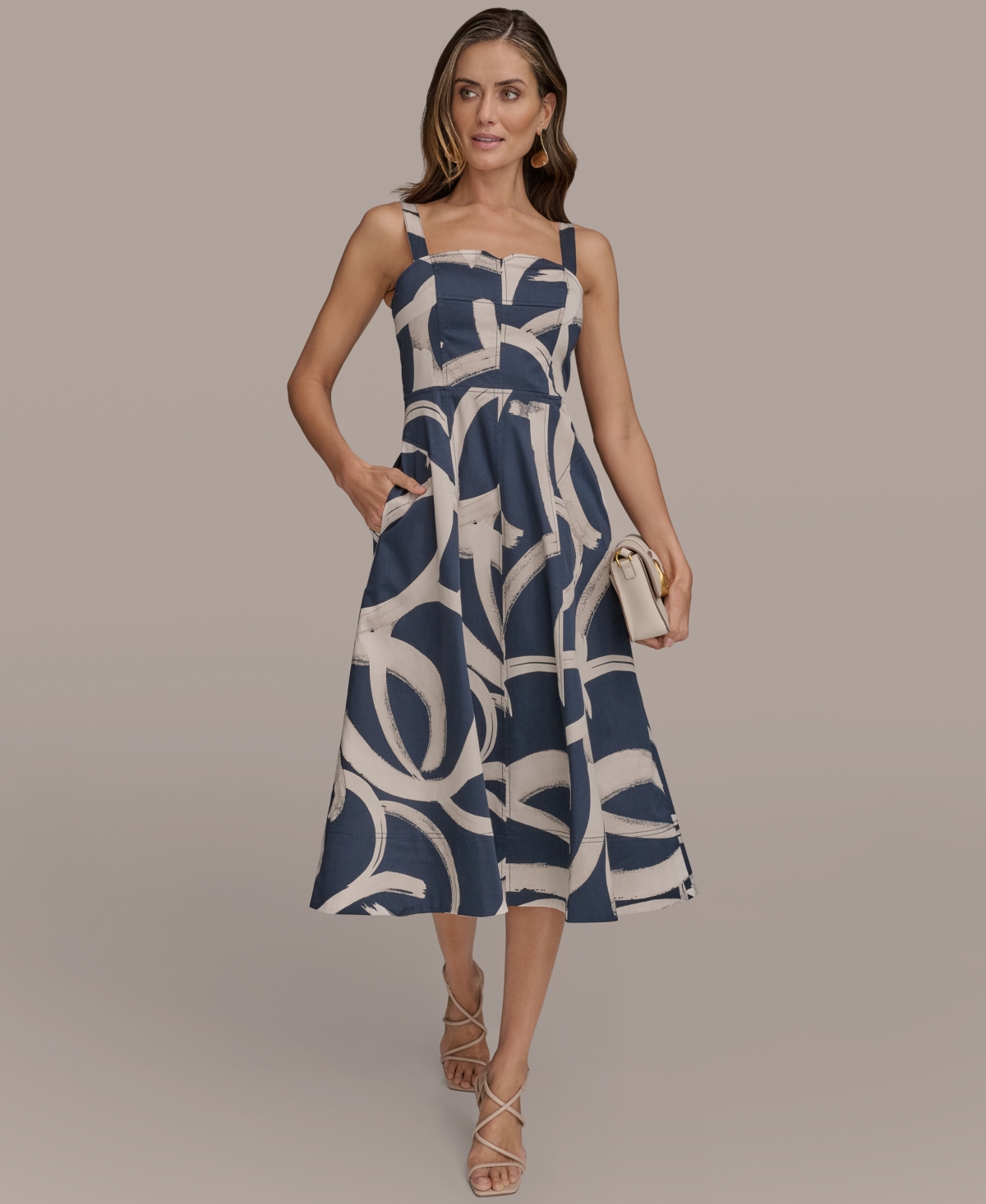 Donna Karan Women's Printed A-line Midi Dress