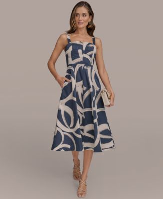 ◆Donna Karan 抽象プリントスクエアネックミディワンピース 32336552_fpx.tif?$filterlrg$&