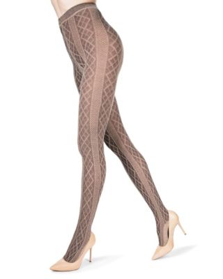 Women's Crossing Diamond Patterned Sweater Tights MO-389	