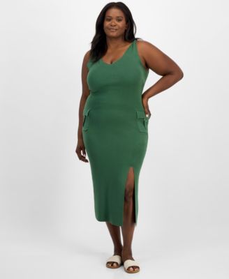 Madden Girl - Trendy Plus Size Cargo Pocket Sleeveless Midi Dress