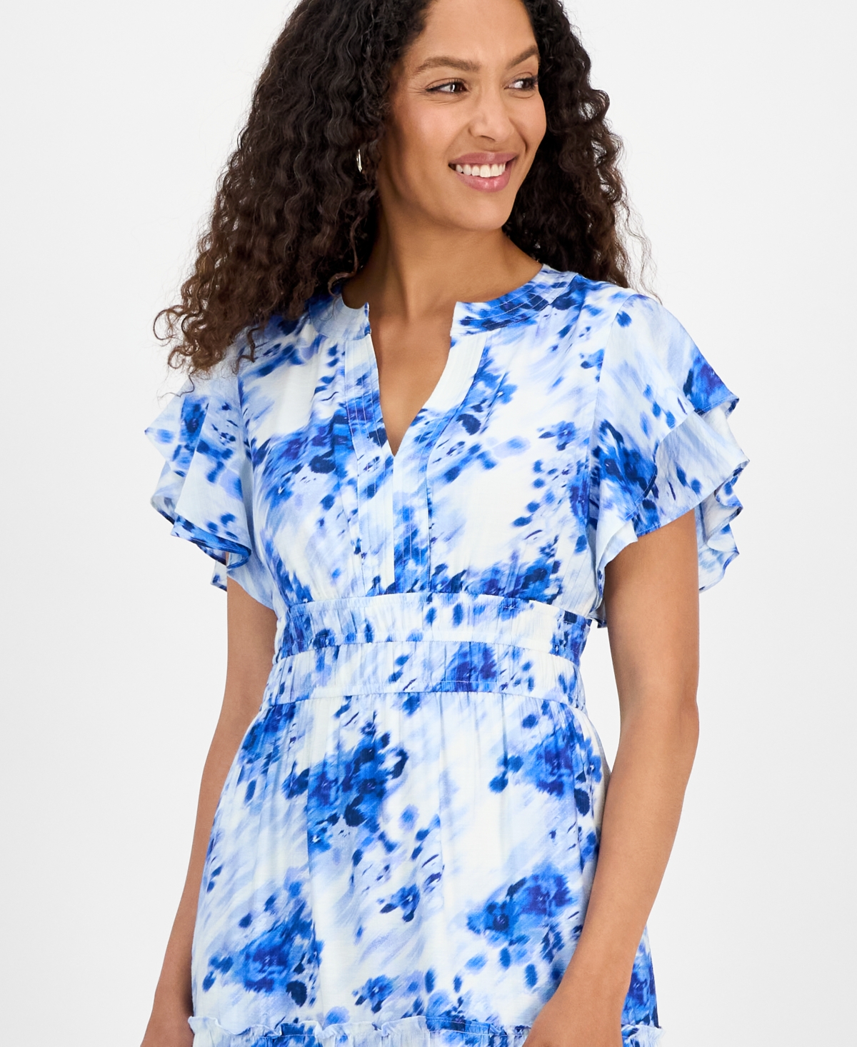 Julia Jordan Flutter Sleeve Tiered Maxi Dress