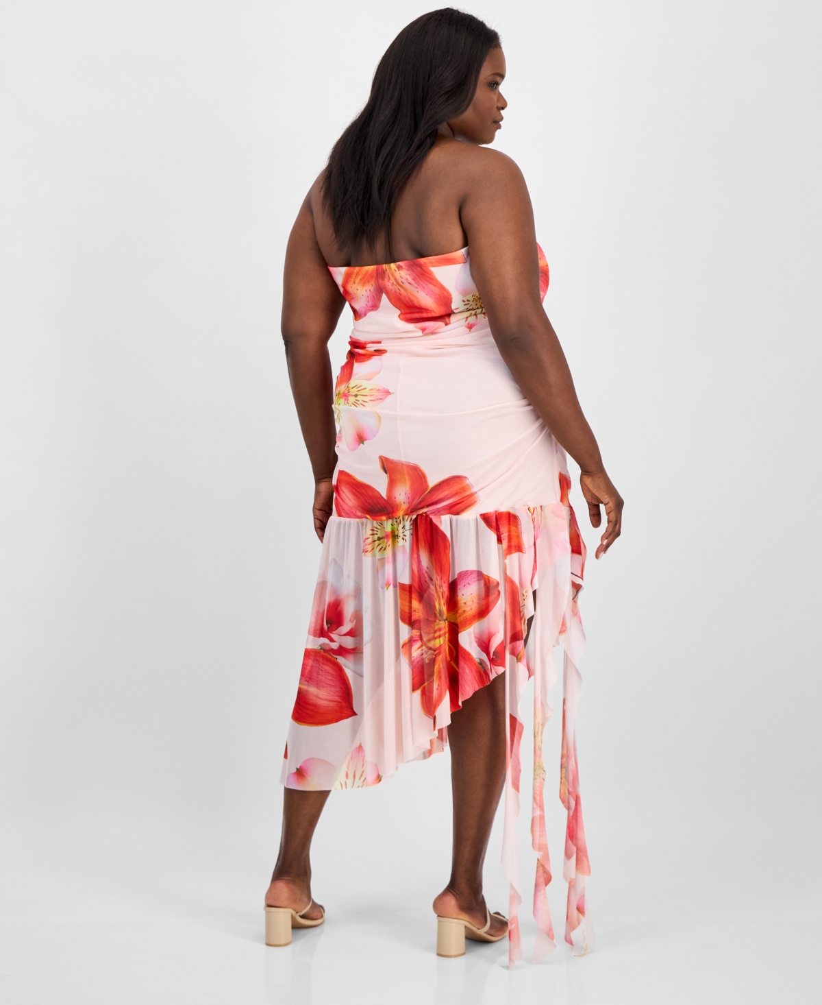 Madden Girl Trendy Plus Size Strapless Asymmetric Dress
