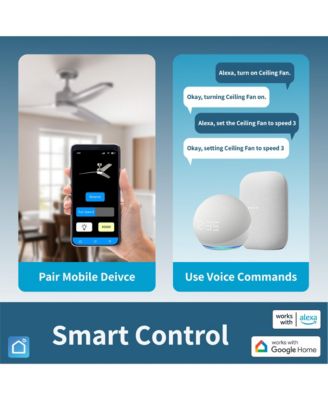 All Seasons 52" Ceiling Fan with Light, Quiet, Alexa/Google, 3 Color LED Lights, Reversible