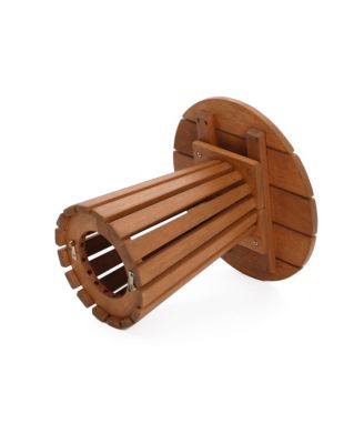 Outdoor Side Table, 17'' Natural Solid Wood Round Accent End Table, Modern Coffee Porch Tables for Indoor Outdoor, Plant Stand for Patio Garden Backyard