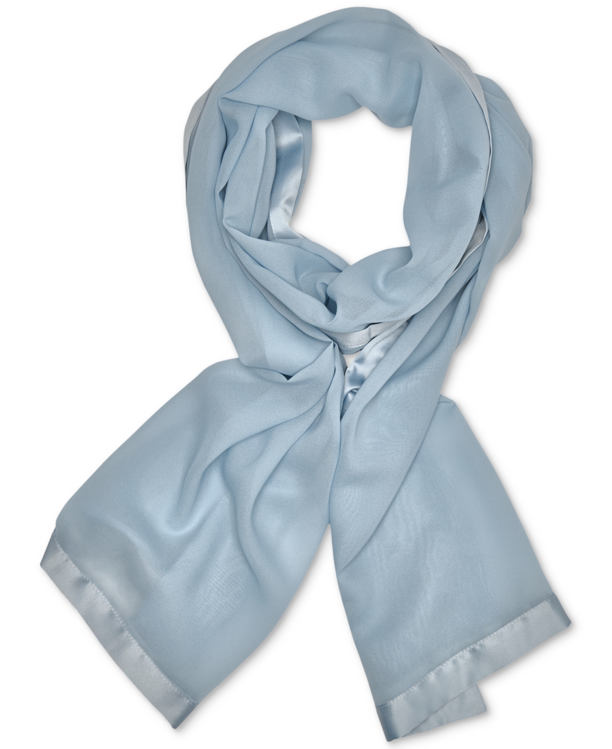 Calvin Klein Elegant Satin-trim Chiffon Evening Wrap In Blue