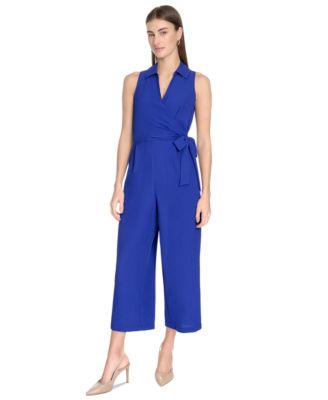 Calvin Klein - Women's Tie Waist Sleeveless Gauze Jumpsuit