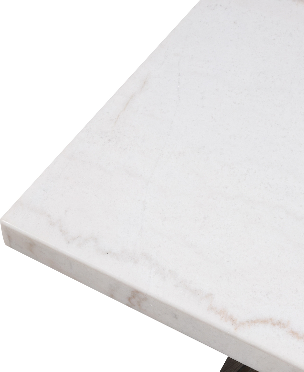 Furniture Of America 24.5" Marble Evangeline Genuine Top Square End Table In Brown