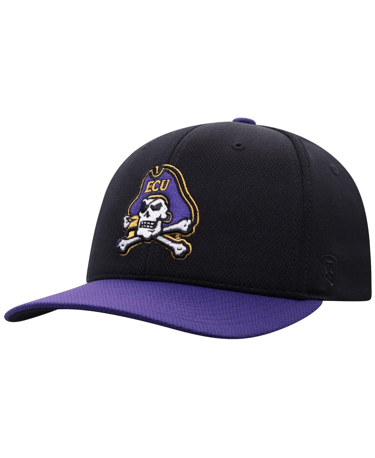 Top Of The World Men's Black Ecu Pirates Reflex Fitted Hat In Black