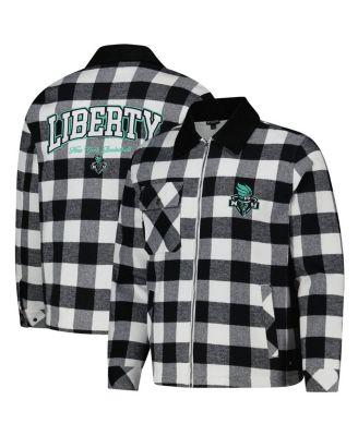 The Wild Collective - Men's and Women's Black/White New York Liberty Flannel Full-Zip Shacket