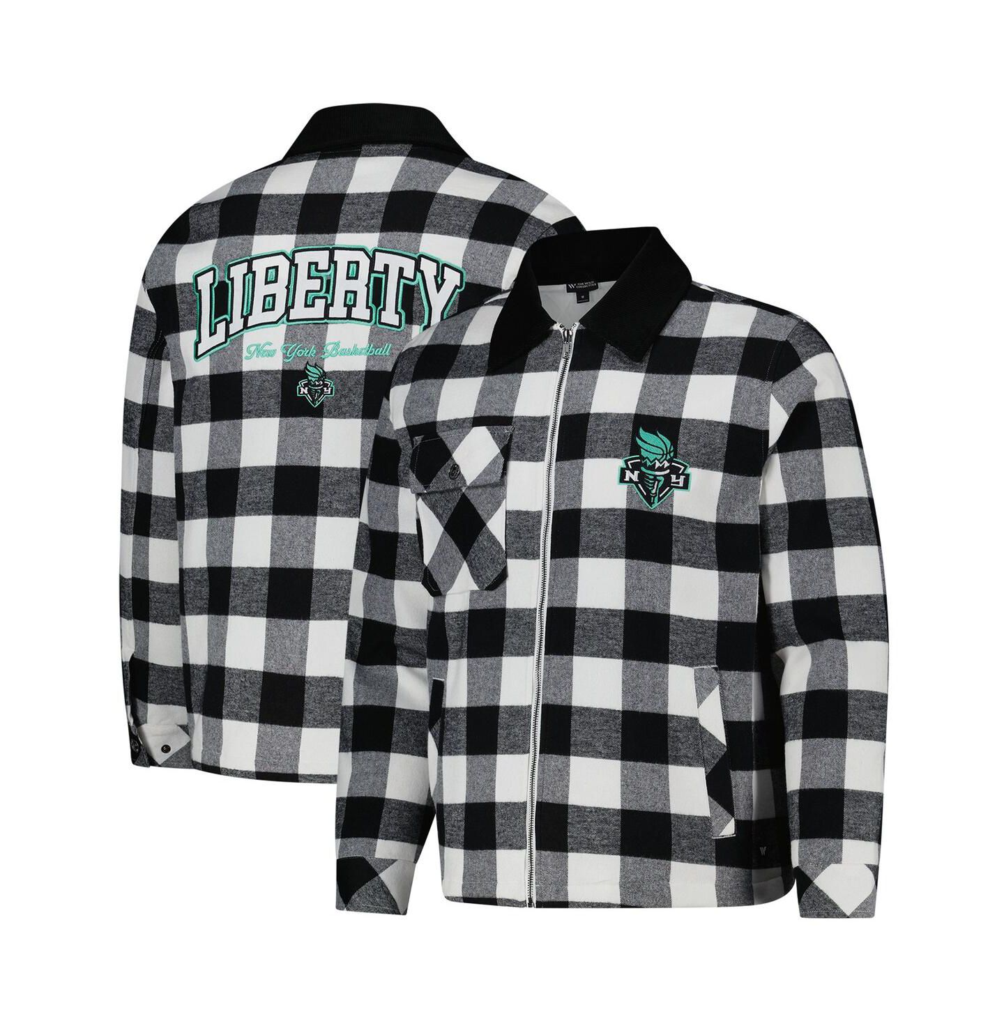 Женские куртки The Wild Collective and Black/White New York Liberty Flannel Full-Zip Shacket — фото 1
