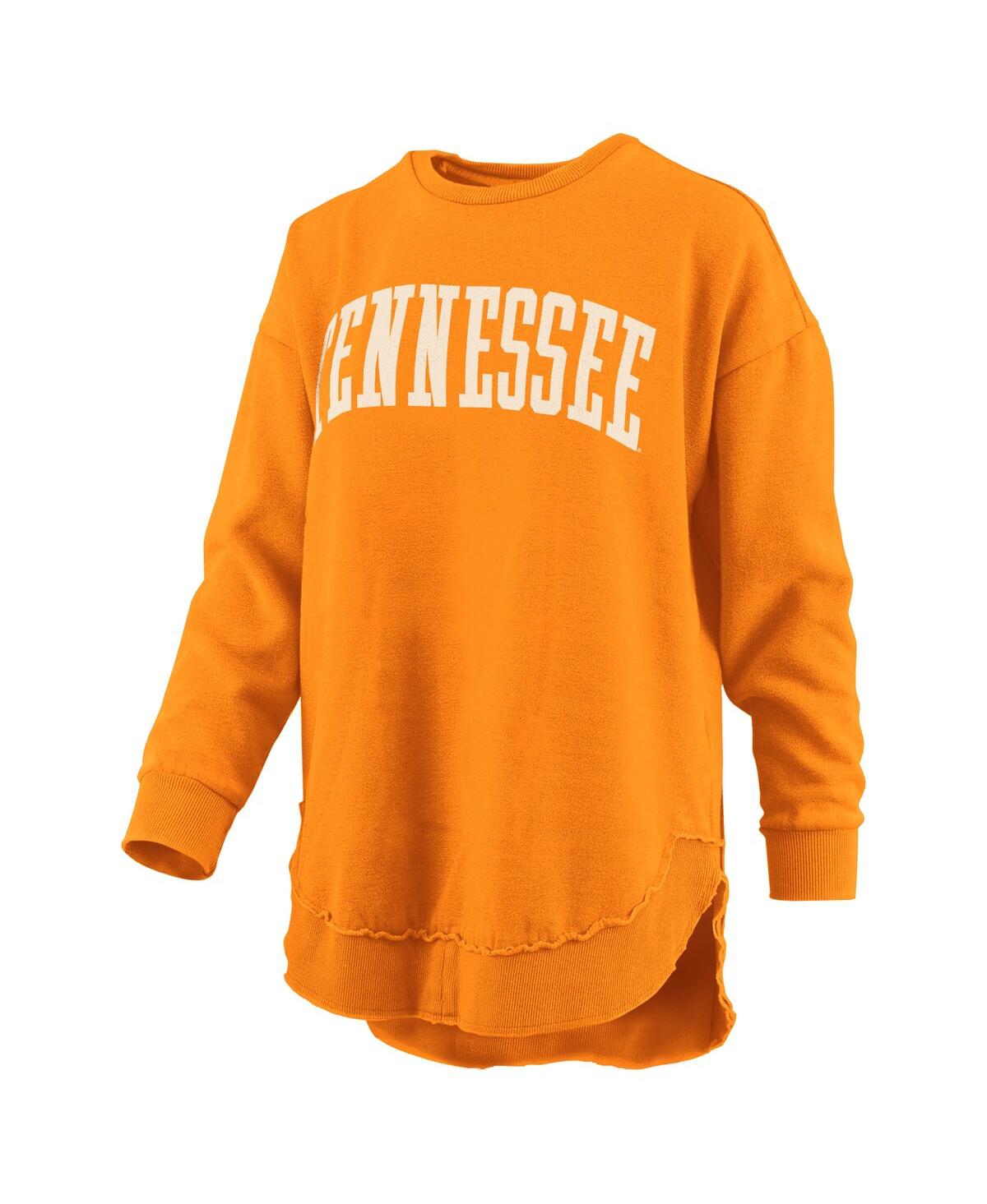 PRESSBOX WOMEN'SÂ TENNESSEE ORANGE TENNESSEE VOLUNTEERS MELANGE PONCHO VINTAGE FLEECE LONG SLEEVE PULLOVER SW 
