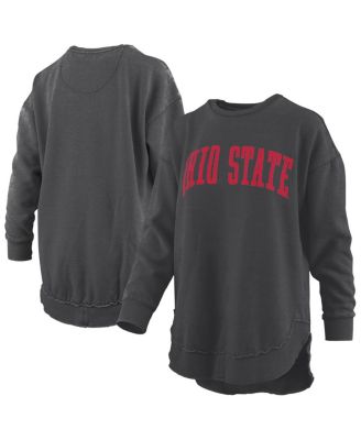Pressbox - Women's&nbsp;Black Ohio State Buckeyes Melange Poncho Vintage Fleece Long Sleeve Pullover Sweatshirt
