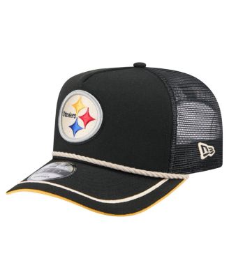 New Era - Men's  Black Pittsburgh Steelers Vintage Team Rope A-Frame Trucker 9FIFTY Snapback Hat