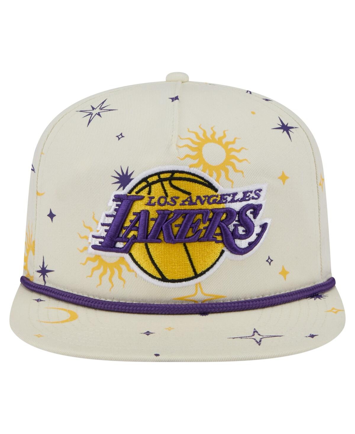 NEW ERA MEN'S CREAM LOS ANGELES LAKERS LUNAR GOLFER SNAPBACK HAT 