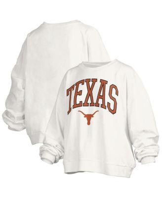 Pressbox - Women's&nbsp;White Texas Longhorns Janise Arch Over Logo Waist Length Oversized Pullover Sweatshirt