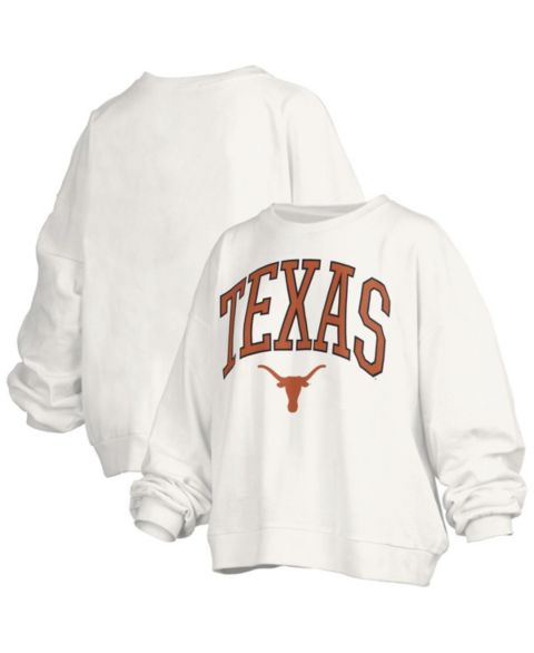 Женский свитшот Pressbox White Texas Longhorns Janise Arch Over Logo Waist Length Oversized Pullover
