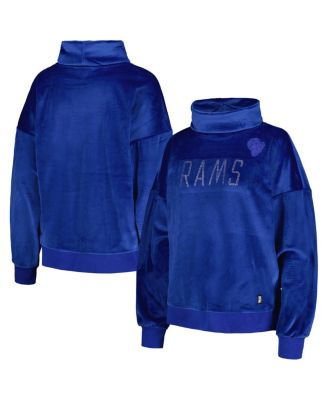 DKNY - Women's Sport Royal Los Angeles Rams Deliliah Rhinestone Funnel Neck Pullover Sweatshirt